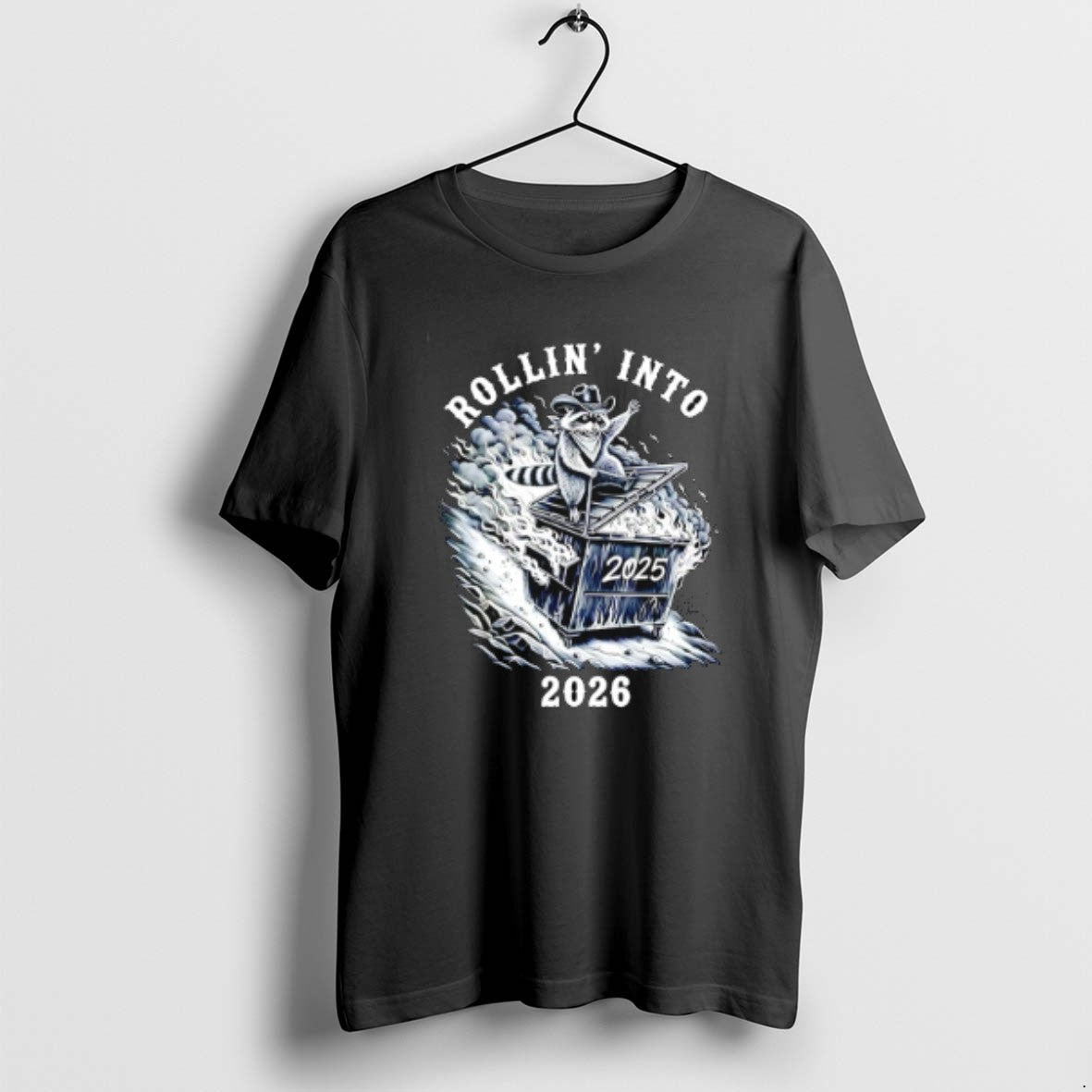 Official Rollin Into 2026 Raccoon Dumpster Fire - Adult & Kids T-Shirts, Sweatshirts & Hoodies apparel design preview 1
