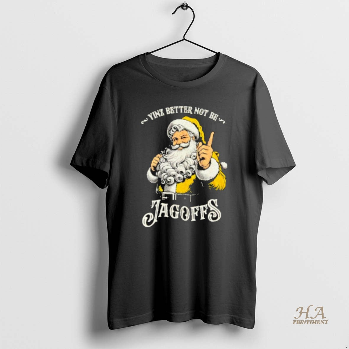 Official Santa Claus Yinz Better Not Be Jagoffs - Adult & Kids T-Shirts, Sweatshirts & Hoodies apparel design preview 1