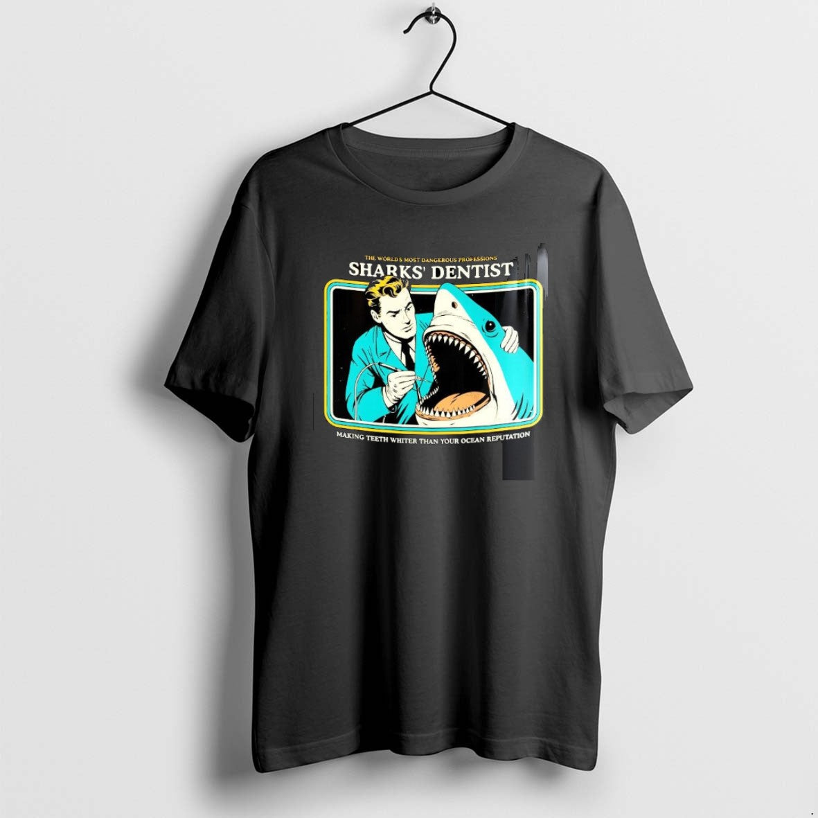 Official Sharks Dentist The Worlds Most Dangerous - Adult & Kids T-Shirts, Sweatshirts & Hoodies apparel design preview 1
