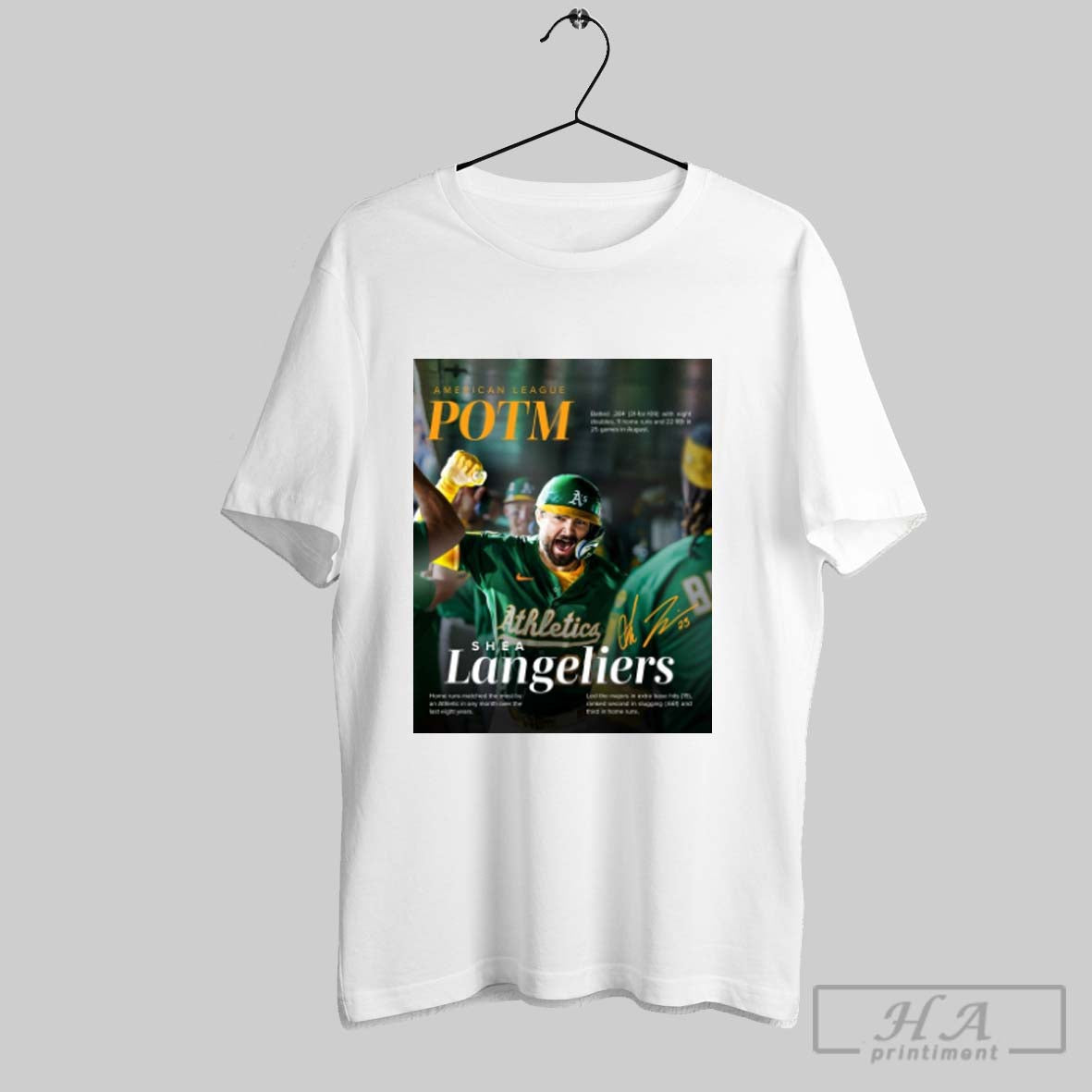 Official Shea Langeliers Oakland Athletics American - Adult & Kids T-Shirts, Sweatshirts & Hoodies apparel design preview 1