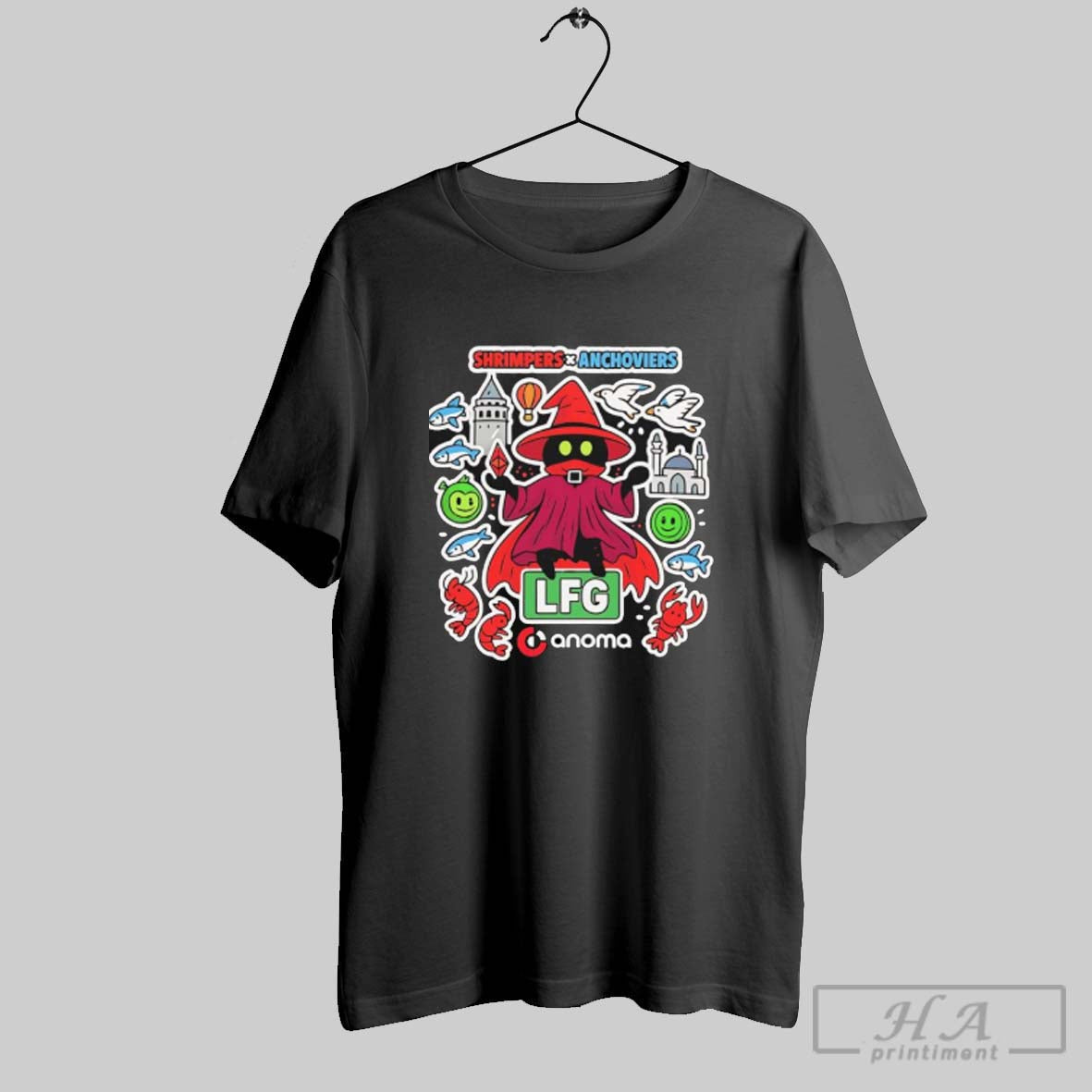 Official Shrimpers Nft X Anchoviers Lfg Anoma Graphic - Adult & Kids T-Shirts, Sweatshirts & Hoodies apparel design preview 1