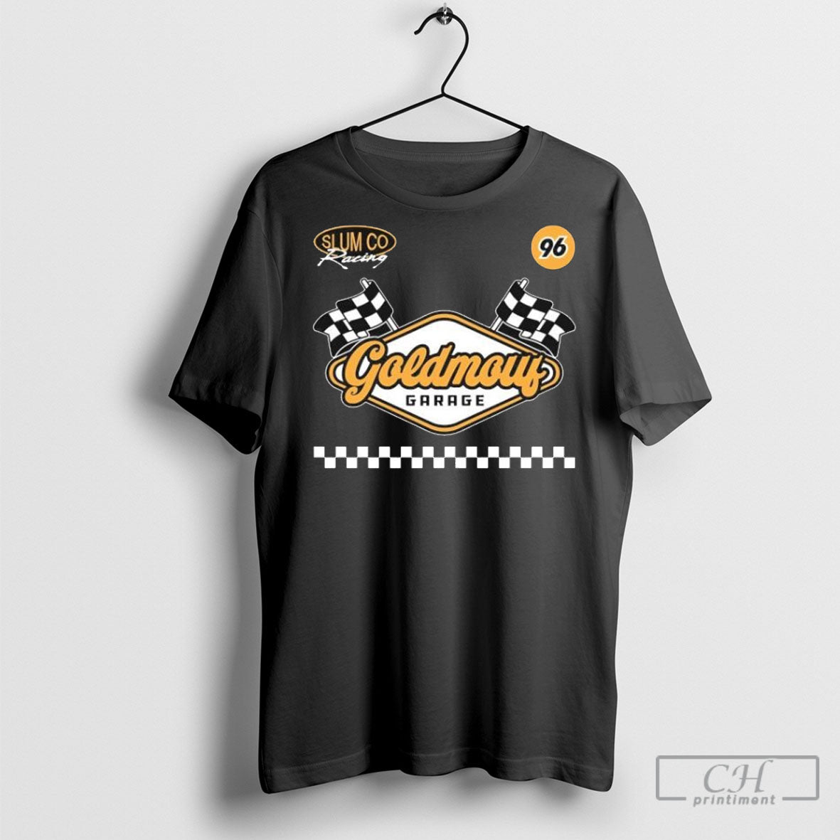 Official Slum County Goldnow Garage Racing 96 - Adult & Kids T-Shirts, Sweatshirts & Hoodies apparel design preview 1