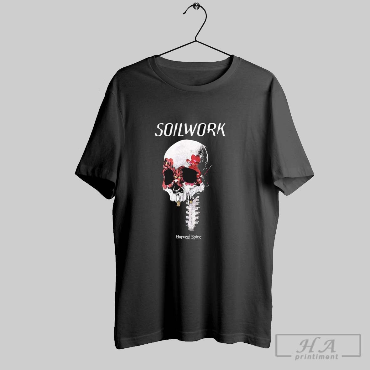 Official Soilwork Harvest Spine Skull - Adult & Kids T-Shirts, Sweatshirts & Hoodies apparel design preview 1