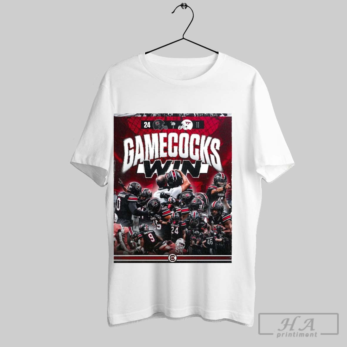 Official South Carolina Gamecocks Win Virginia Tech - Adult & Kids T-Shirts, Sweatshirts & Hoodies apparel design preview 1