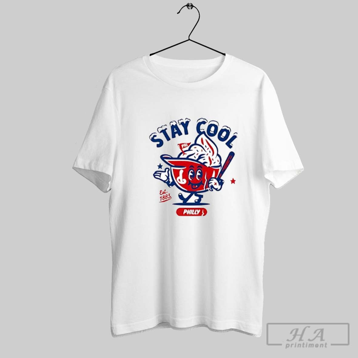 Official Stay Cool Philly Baseball Mascot Est 1883 - Adult & Kids T-Shirts, Sweatshirts & Hoodies apparel design preview 1