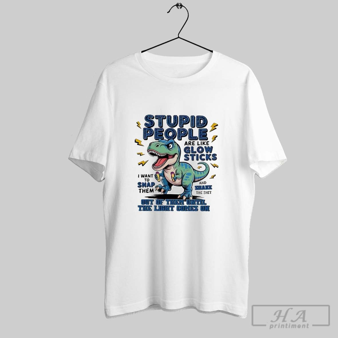 Official T Rex Dinosaur Stupid People Are Like Glow - Adult & Kids T-Shirts, Sweatshirts & Hoodies apparel design preview 1