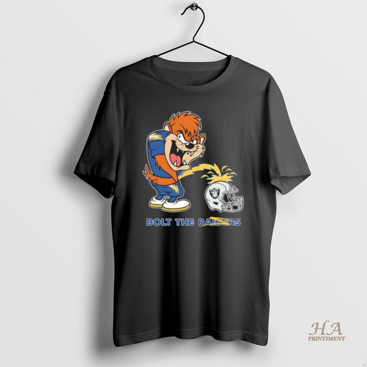 Official Tasmanian Devil Chargers Bolt The Raider - Adult & Kids T-Shirts, Sweatshirts & Hoodies apparel design preview 1