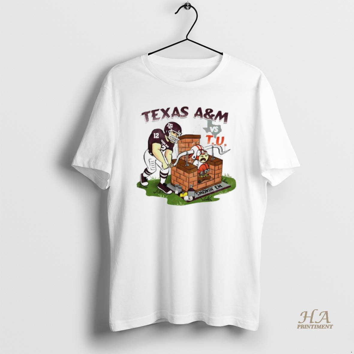 Official Texas Am Vs Tu Smokin Em - Adult & Kids T-Shirts, Sweatshirts & Hoodies apparel design preview 1
