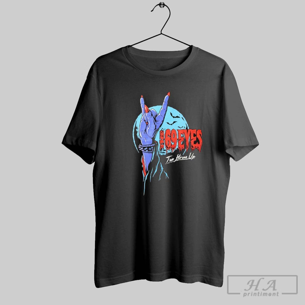 Official The 69 Eyes Two Horns Up - Adult & Kids T-Shirts, Sweatshirts & Hoodies apparel design preview 1