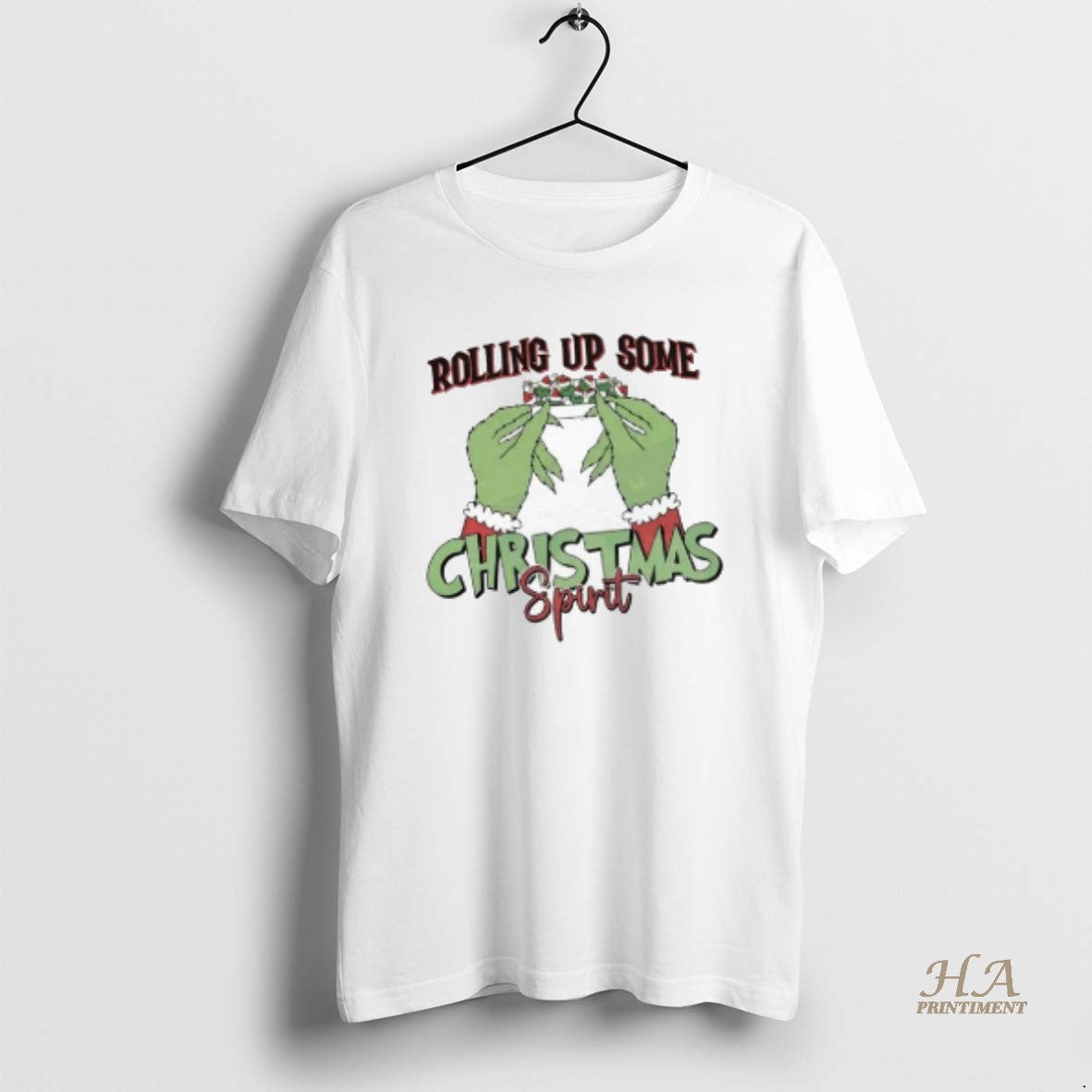 Official The Grinch Rolling Up Some Christmas Spirit - Adult & Kids T-Shirts, Sweatshirts & Hoodies apparel design preview 1