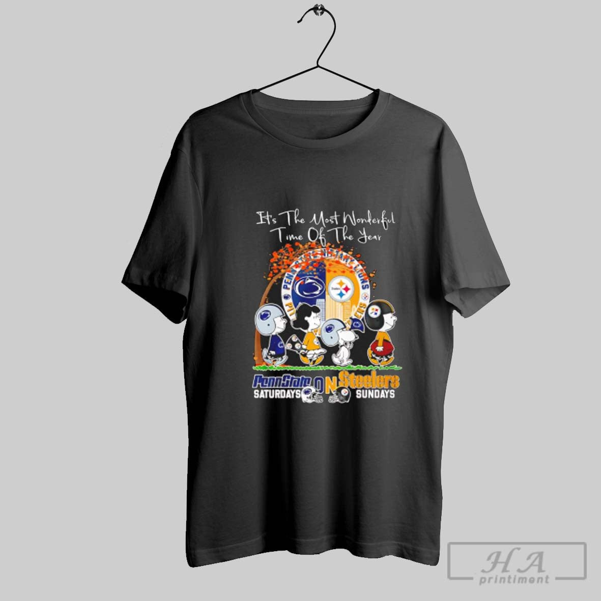 Official The Peanuts Pennstate Saturdays On Steelers - Adult & Kids T-Shirts, Sweatshirts & Hoodies apparel design preview 1