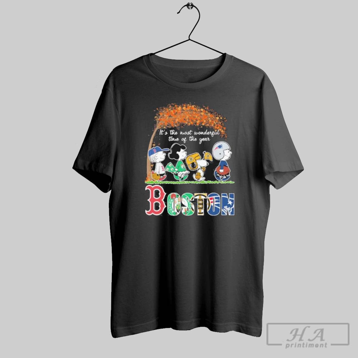 Official The Peanuts Walking X Boston Sports Teams - Adult & Kids T-Shirts, Sweatshirts & Hoodies apparel design preview 1