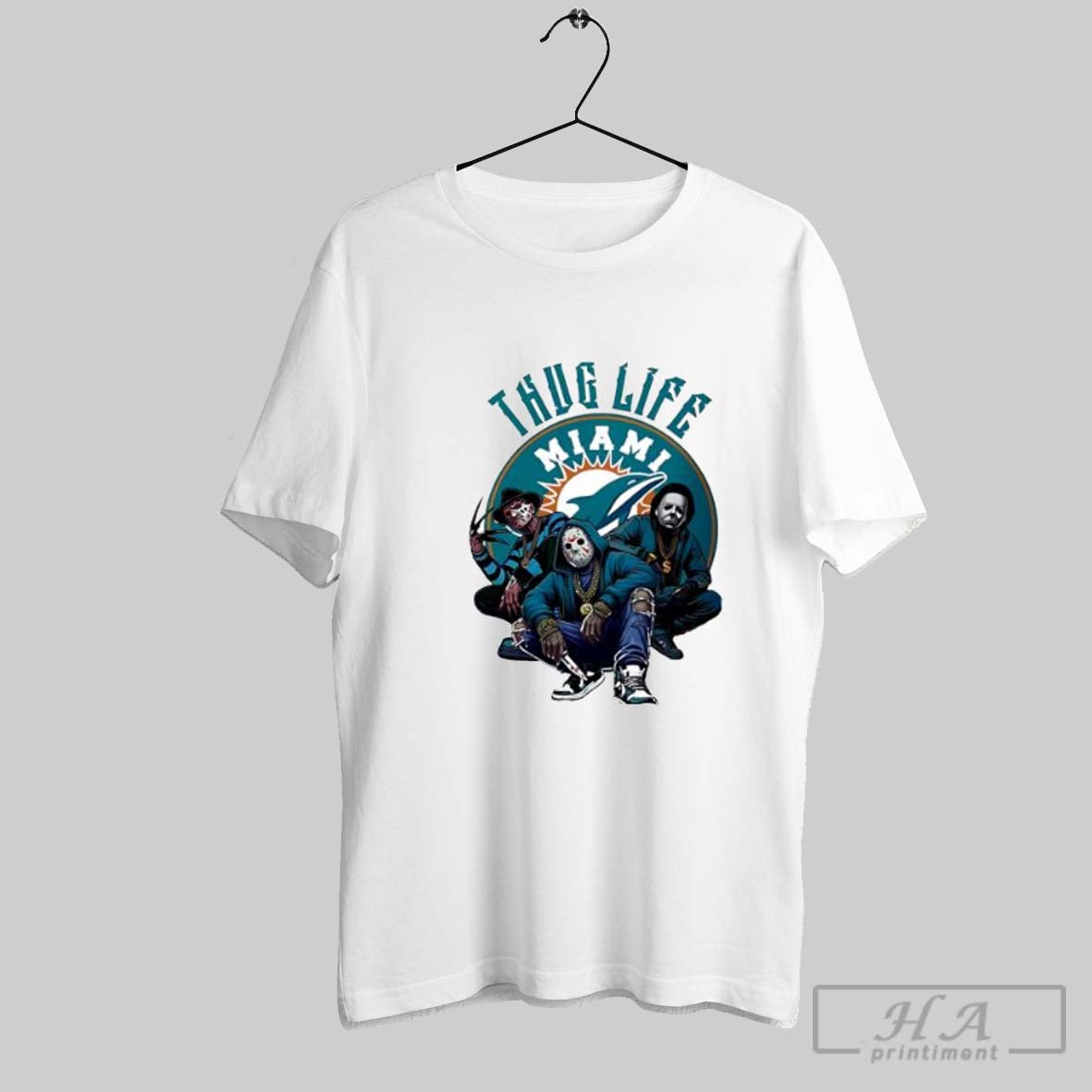 Official Thug Life Miami Freddy Jason Michael Myers - Adult & Kids T-Shirts, Sweatshirts & Hoodies apparel design preview 1