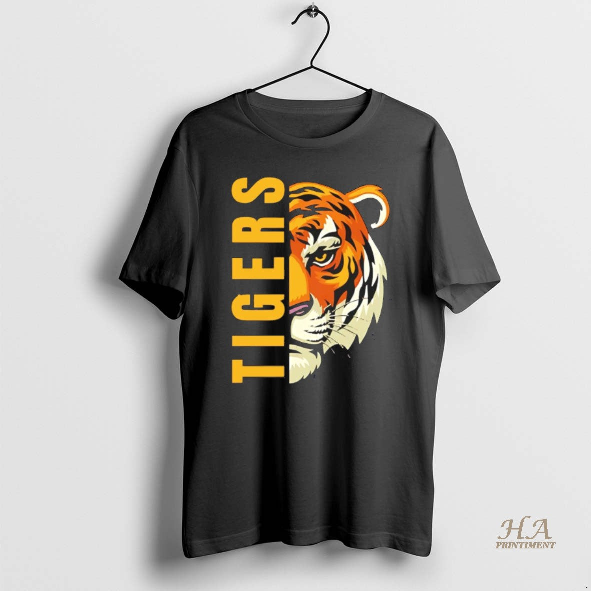 Official Tigers Football Star Personalized Black - Adult & Kids T-Shirts, Sweatshirts & Hoodies apparel design preview 1