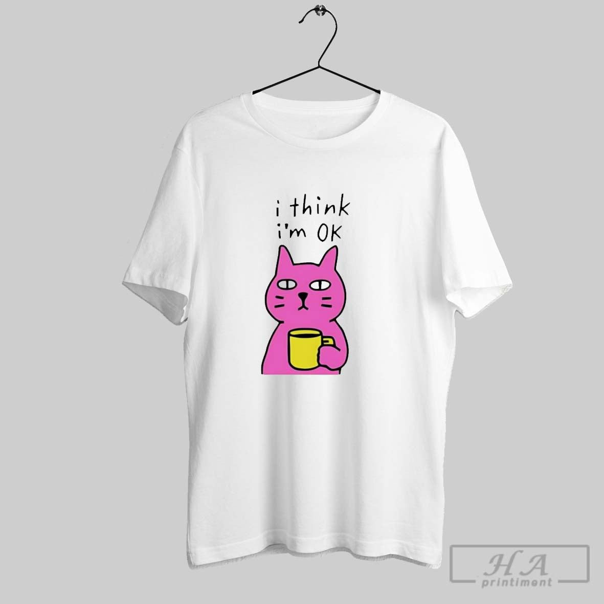 Official Trendy Cat I Think Im Ok - Adult & Kids T-Shirts, Sweatshirts & Hoodies apparel design preview 1