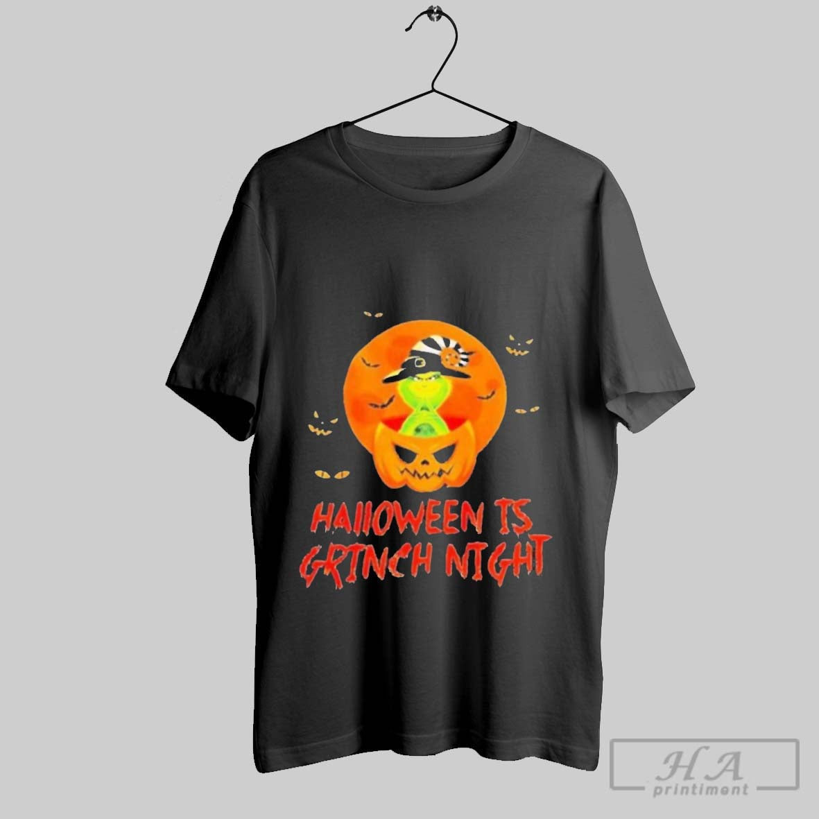 Official Trendy Halloween Is Grinch Night Pumpkin - Adult & Kids T-Shirts, Sweatshirts & Hoodies apparel design preview 1