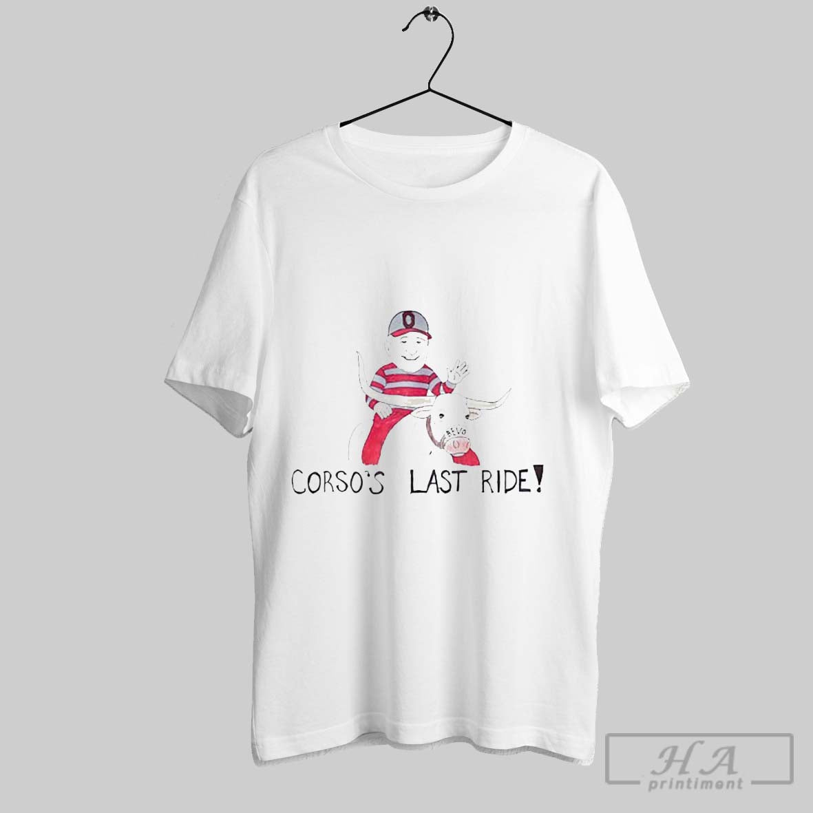 Official Trendy Lee Corso Osu Corsos Last Ride Bevo - Adult & Kids T-Shirts, Sweatshirts & Hoodies apparel design preview 1