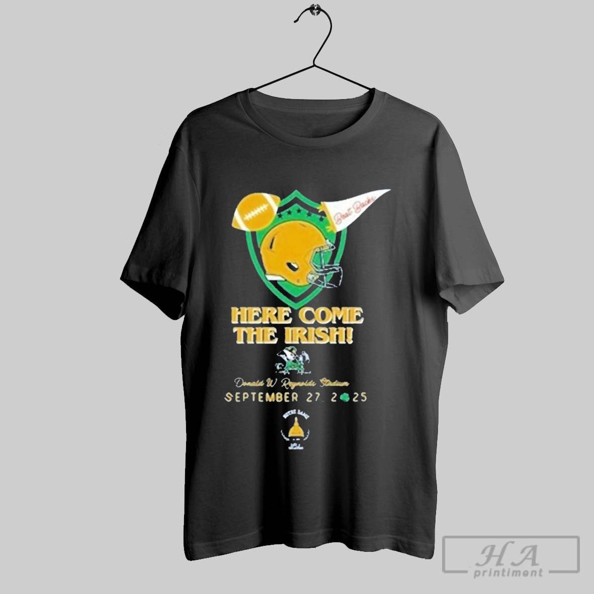 Official Trendy Notre Dame Fighting Irish Here Come - Adult & Kids T-Shirts, Sweatshirts & Hoodies apparel design preview 1