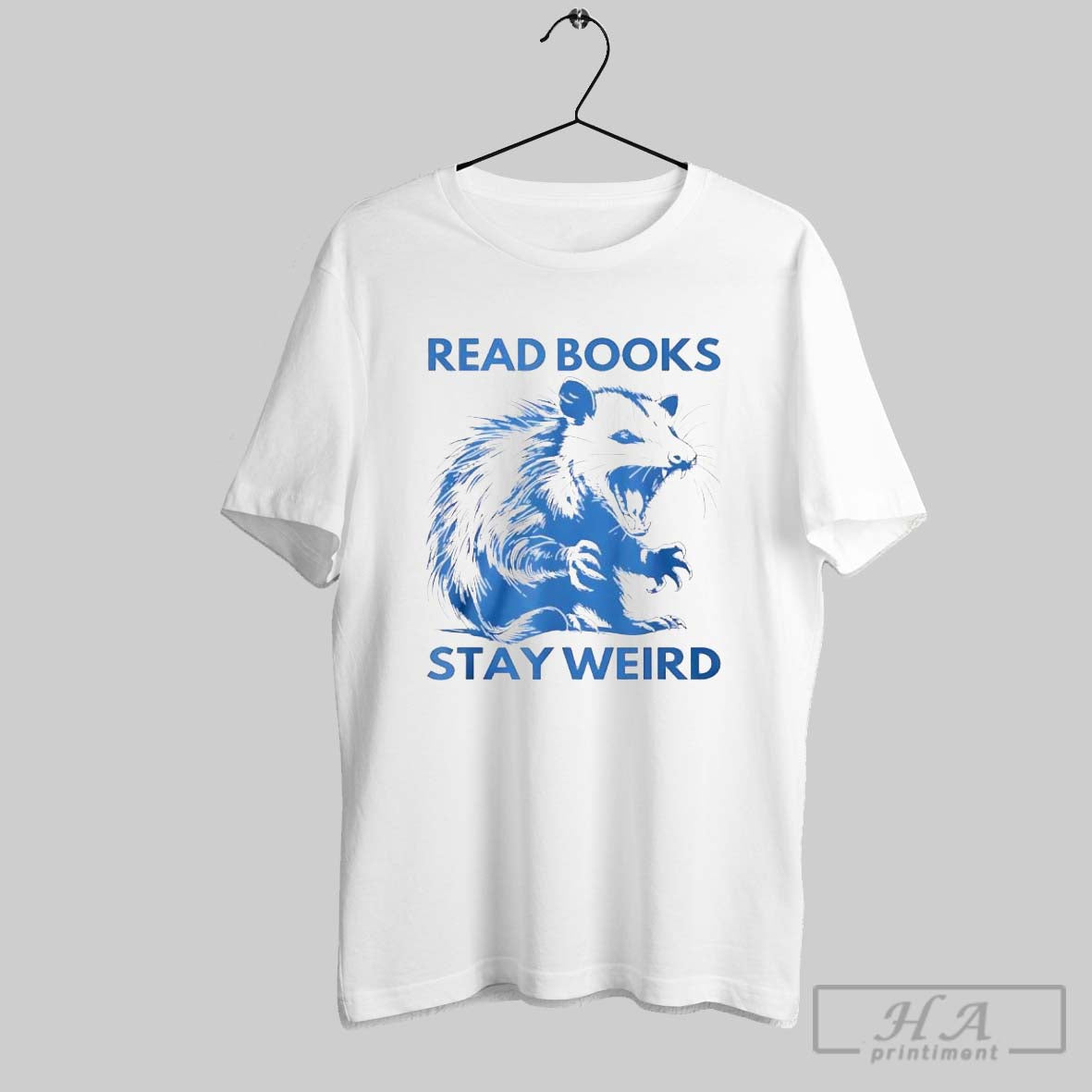 Official Trendy Opossum Read Books Stay Weird - Adult & Kids T-Shirts, Sweatshirts & Hoodies apparel design preview 1