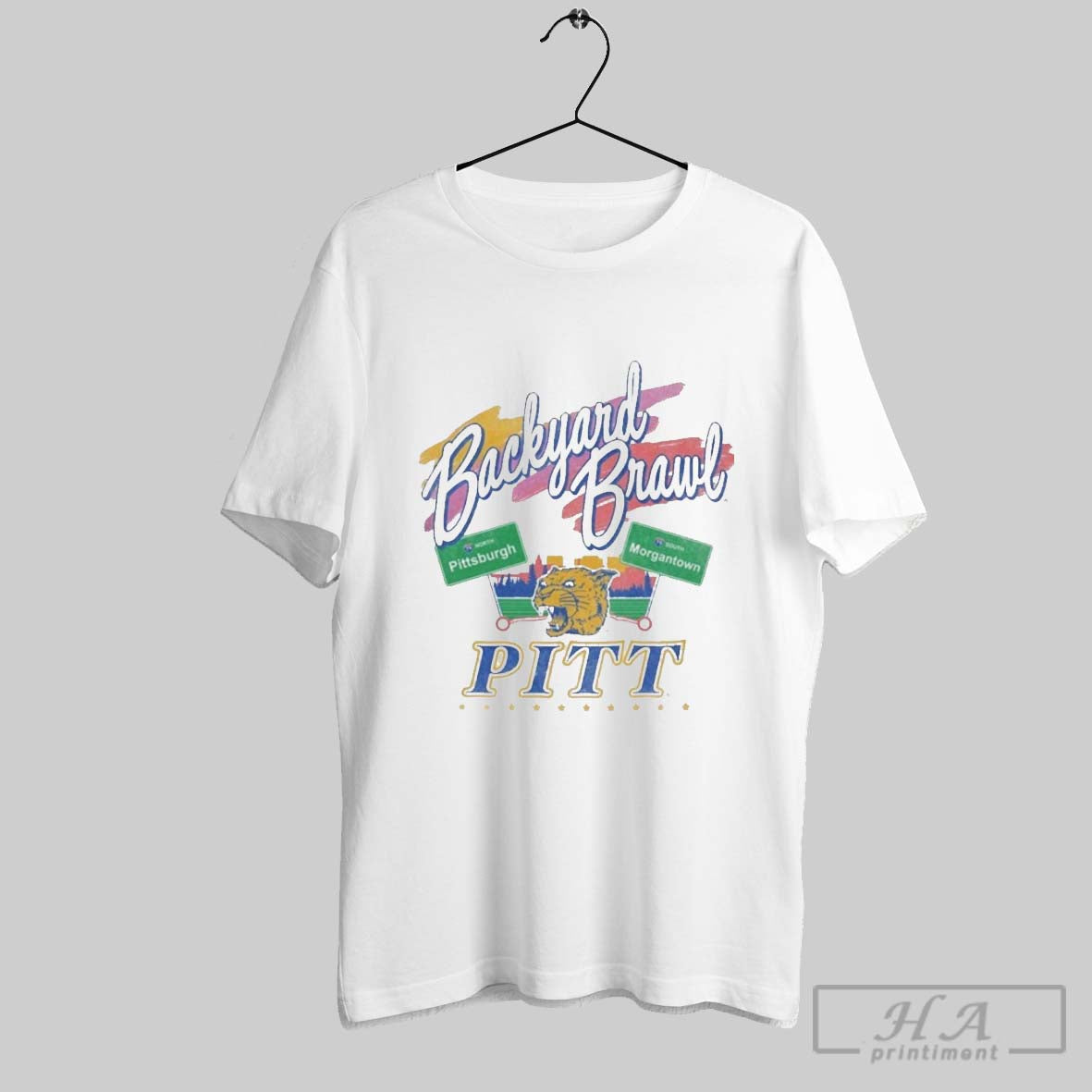 Official Trendy Pitt Panthers Backyard Brawl Ringer - Adult & Kids T-Shirts, Sweatshirts & Hoodies apparel design preview 1
