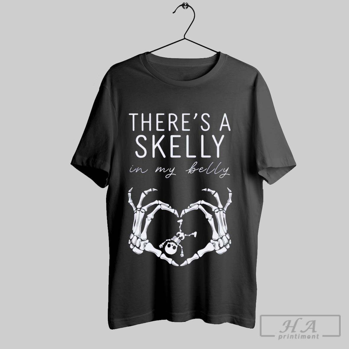Official Trendy Theres A Skelly In My Belly Heart - Adult & Kids T-Shirts, Sweatshirts & Hoodies apparel design preview 1