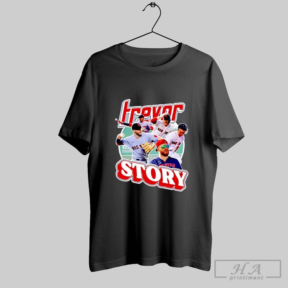 Official Trevor Story Red Sox Vintage Baseball - Adult & Kids T-Shirts, Sweatshirts & Hoodies apparel design preview 1