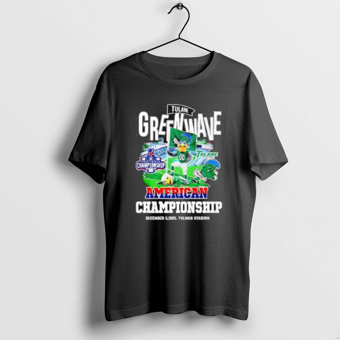 Official Tulane Green Wave 2025 American Championship - Adult & Kids T-Shirts, Sweatshirts & Hoodies apparel design preview 1