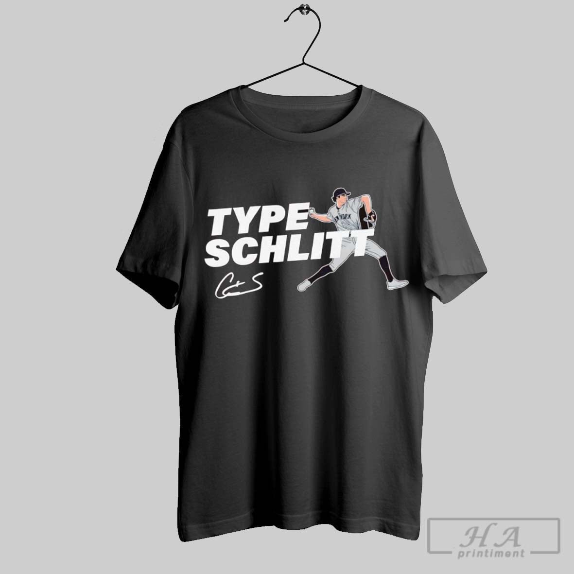 Official Type Schlitt Throwing Signature Yankees - Adult & Kids T-Shirts, Sweatshirts & Hoodies apparel design preview 1