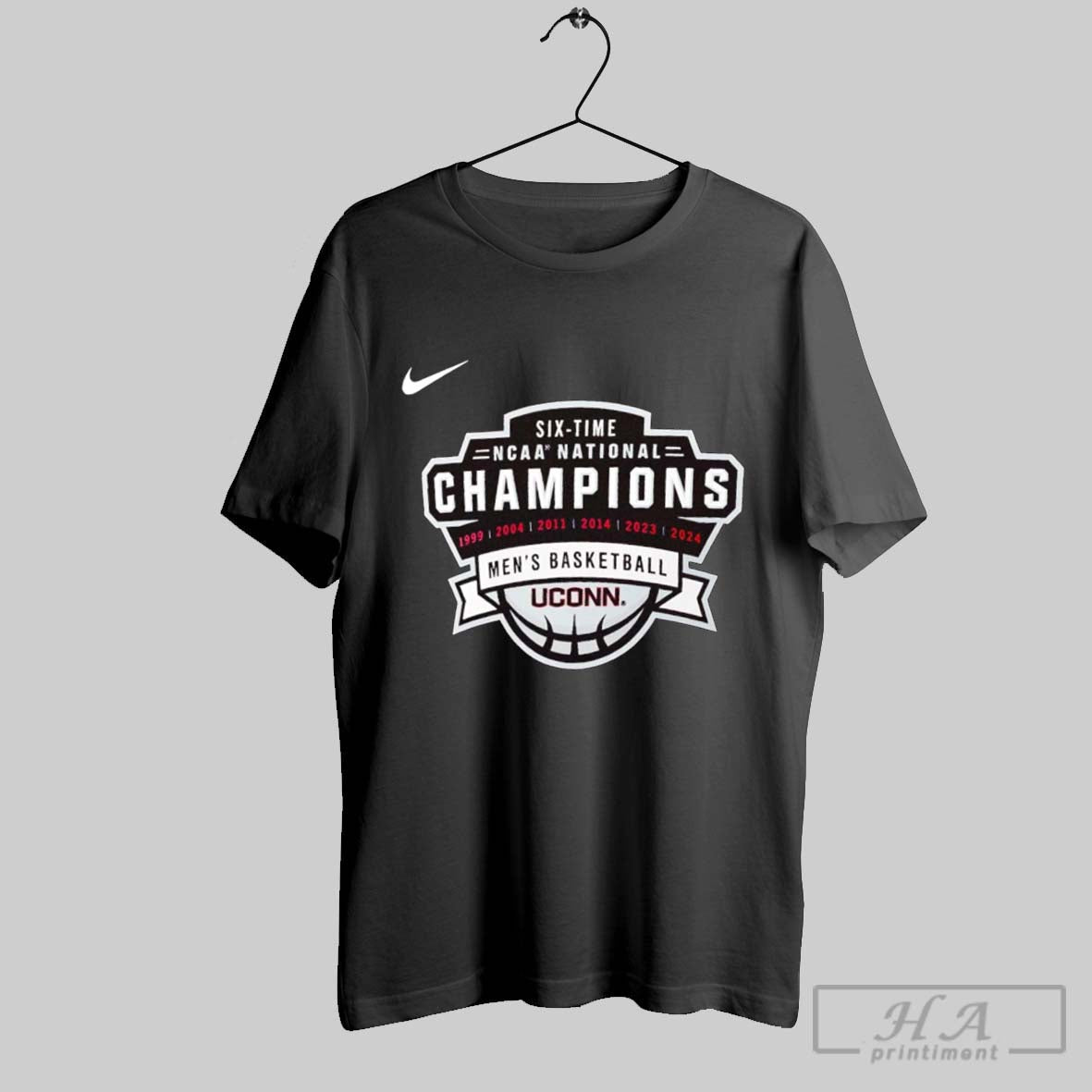 Official Uconn Huskies Mens Basketball 6 Time Ncaa - Adult & Kids T-Shirts, Sweatshirts & Hoodies apparel design preview 1