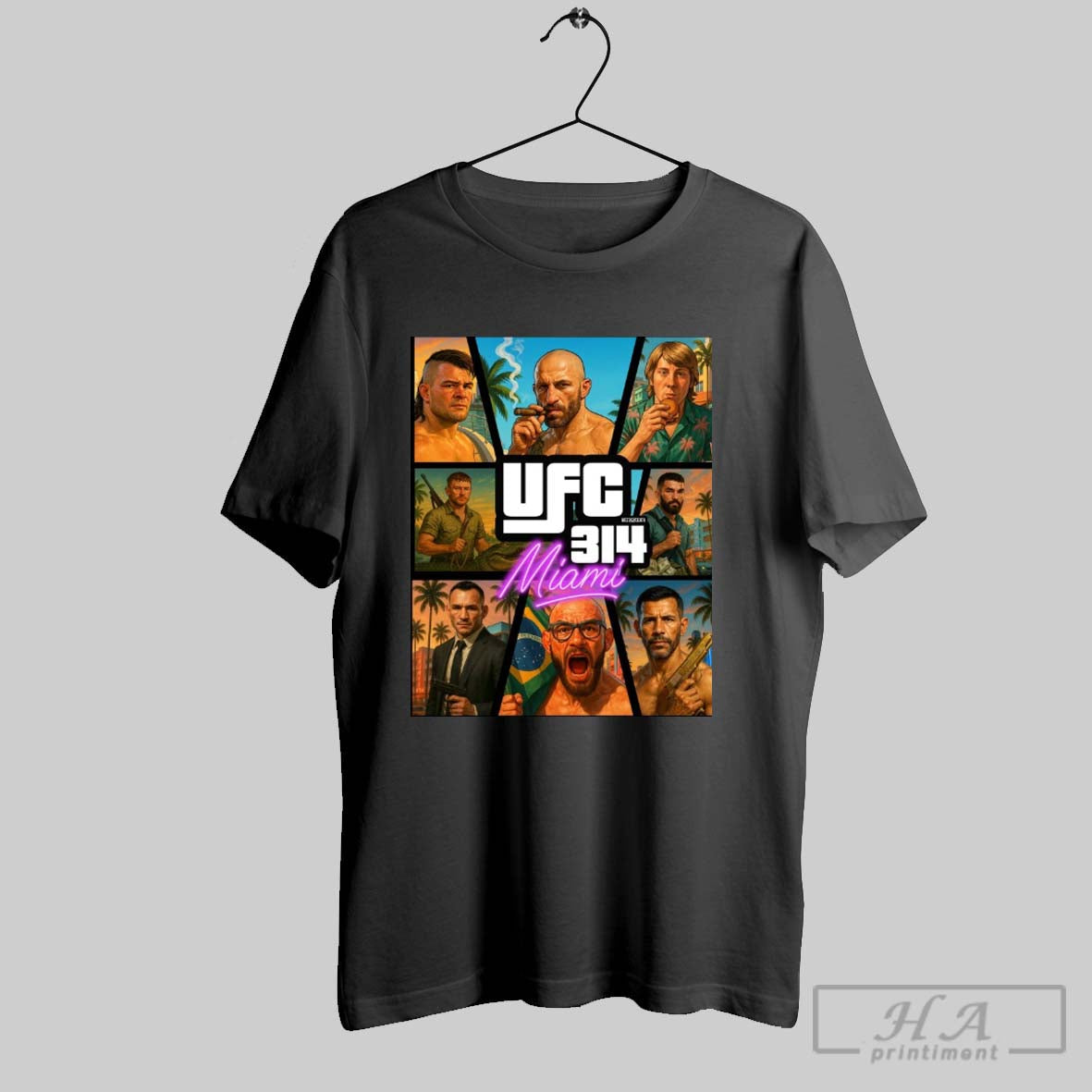 Official Ufc 314 Gta Inspired April 12th 2025 Miami - Adult & Kids T-Shirts, Sweatshirts & Hoodies apparel design preview 1