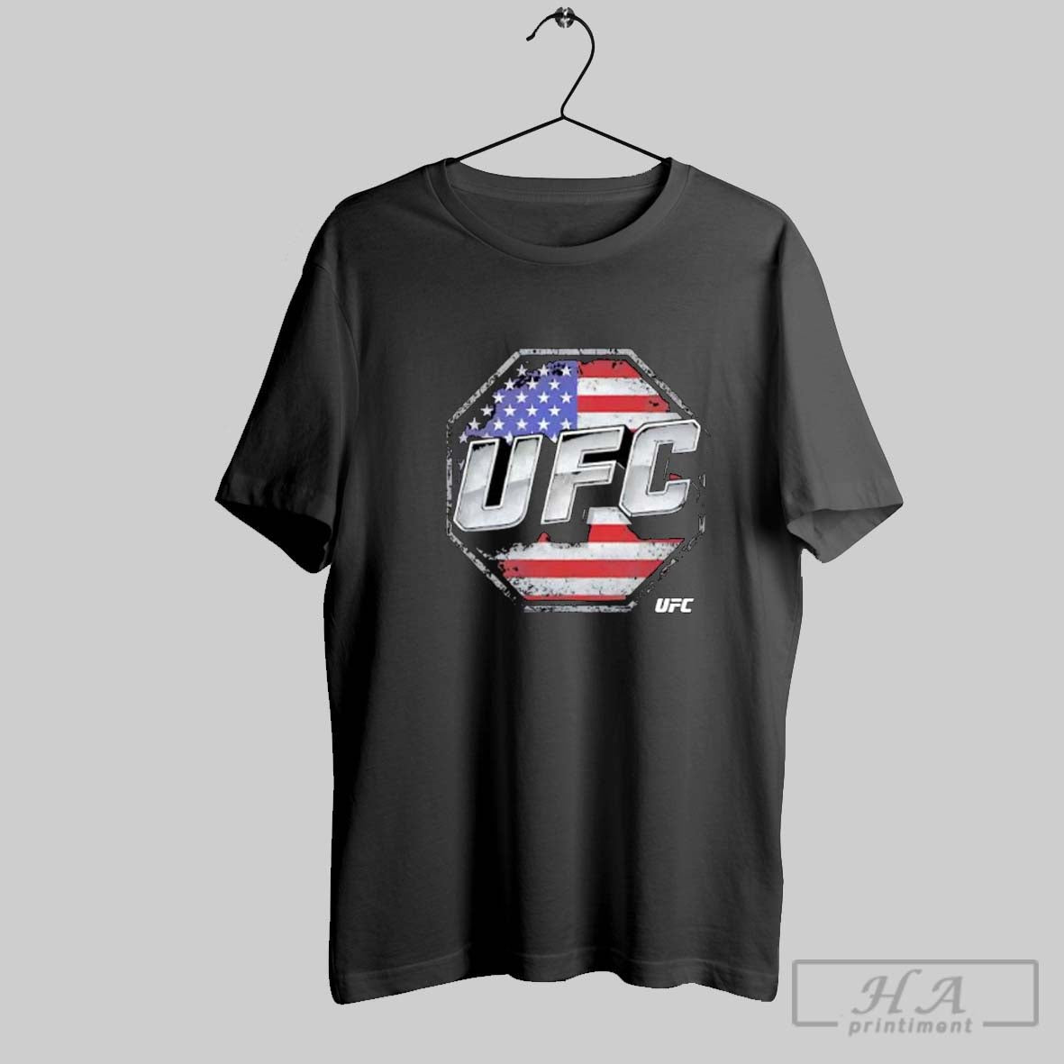 Official Ufc Octagon Logo Usa Flag Background Posters - Adult & Kids T-Shirts, Sweatshirts & Hoodies apparel design preview 1