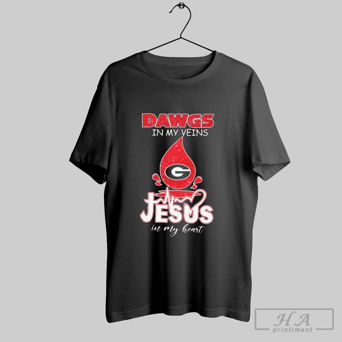 Official Uga Dawgs In My Veins Jesus Heart - Adult & Kids T-Shirts, Sweatshirts & Hoodies apparel design preview 1