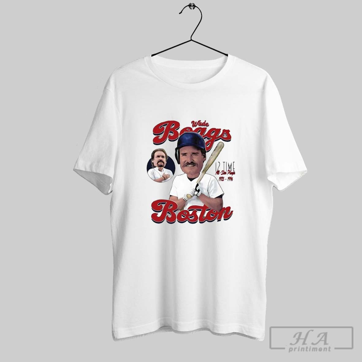 Official Wade Boggs Boston Comic 12 Time All Star - Adult & Kids T-Shirts, Sweatshirts & Hoodies apparel design preview 1