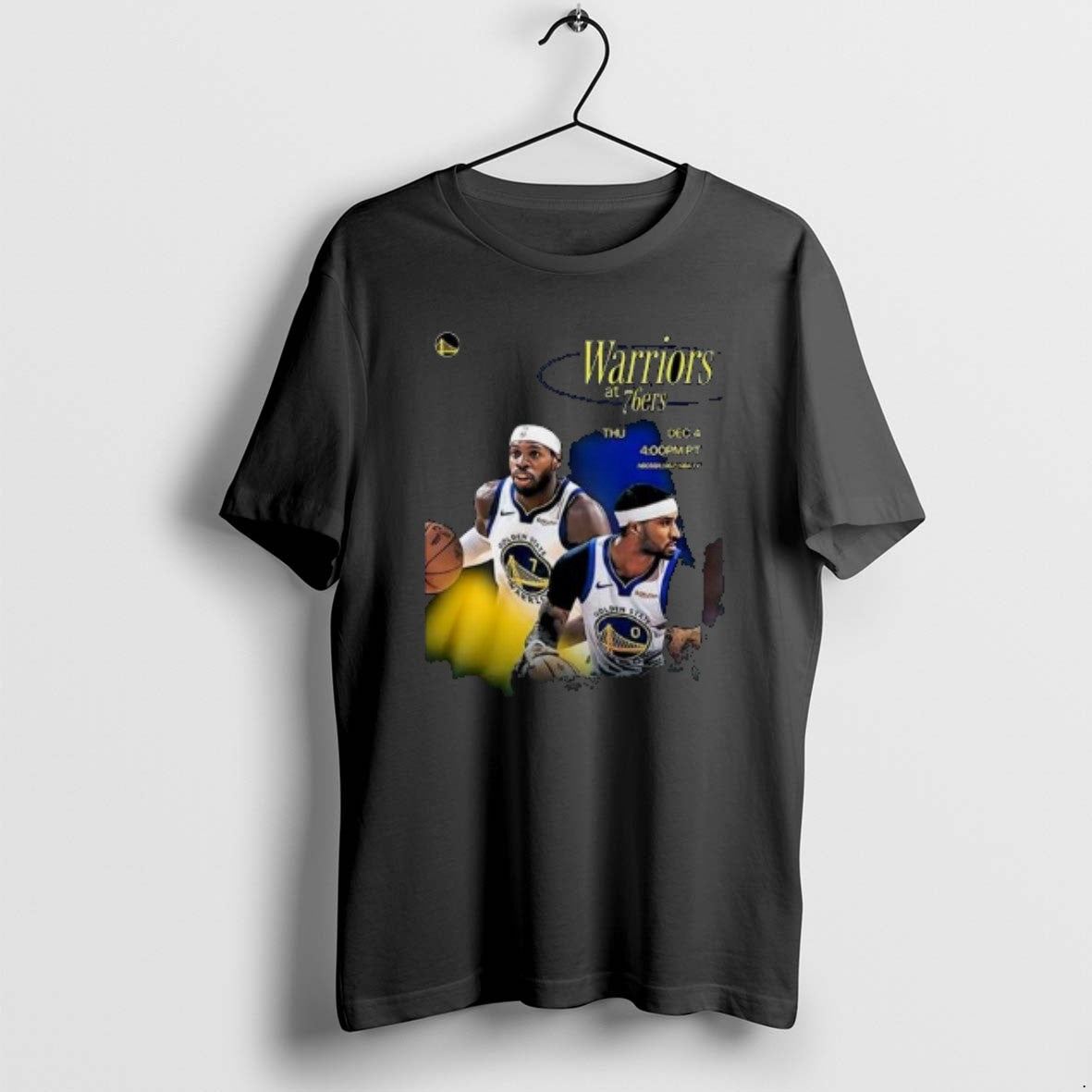 Official Warriors At 76ers Thu Dec 4 Circle Black - Adult & Kids T-Shirts, Sweatshirts & Hoodies apparel design preview 1