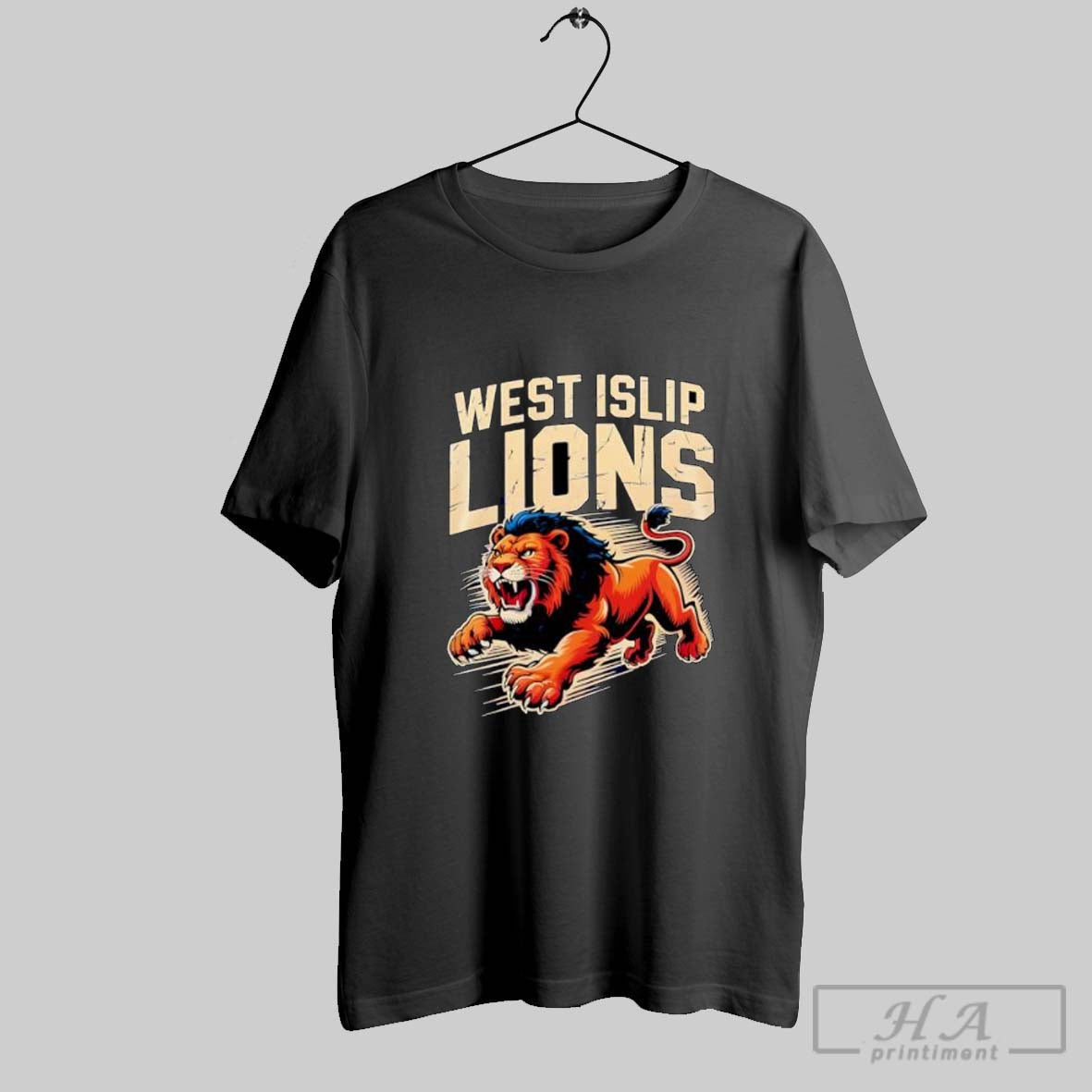 Official West Islip Lions Aggressive Roaring Lion - Adult & Kids T-Shirts, Sweatshirts & Hoodies apparel design preview 1