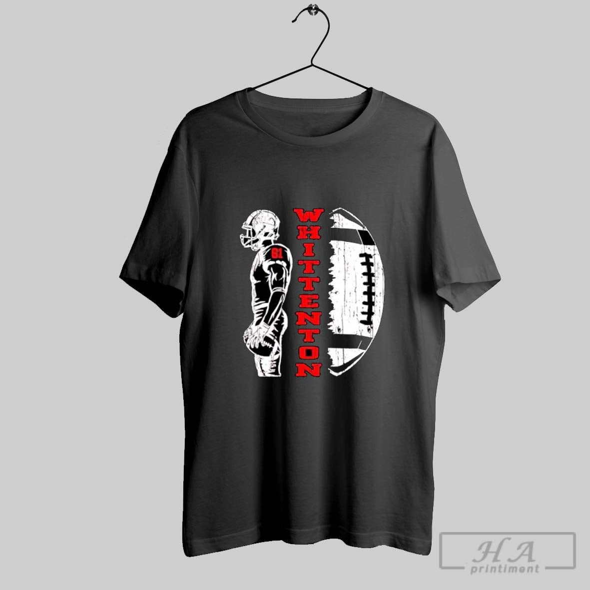 Official Whittenton 61 Football Player And Distressed - Adult & Kids T-Shirts, Sweatshirts & Hoodies apparel design preview 1