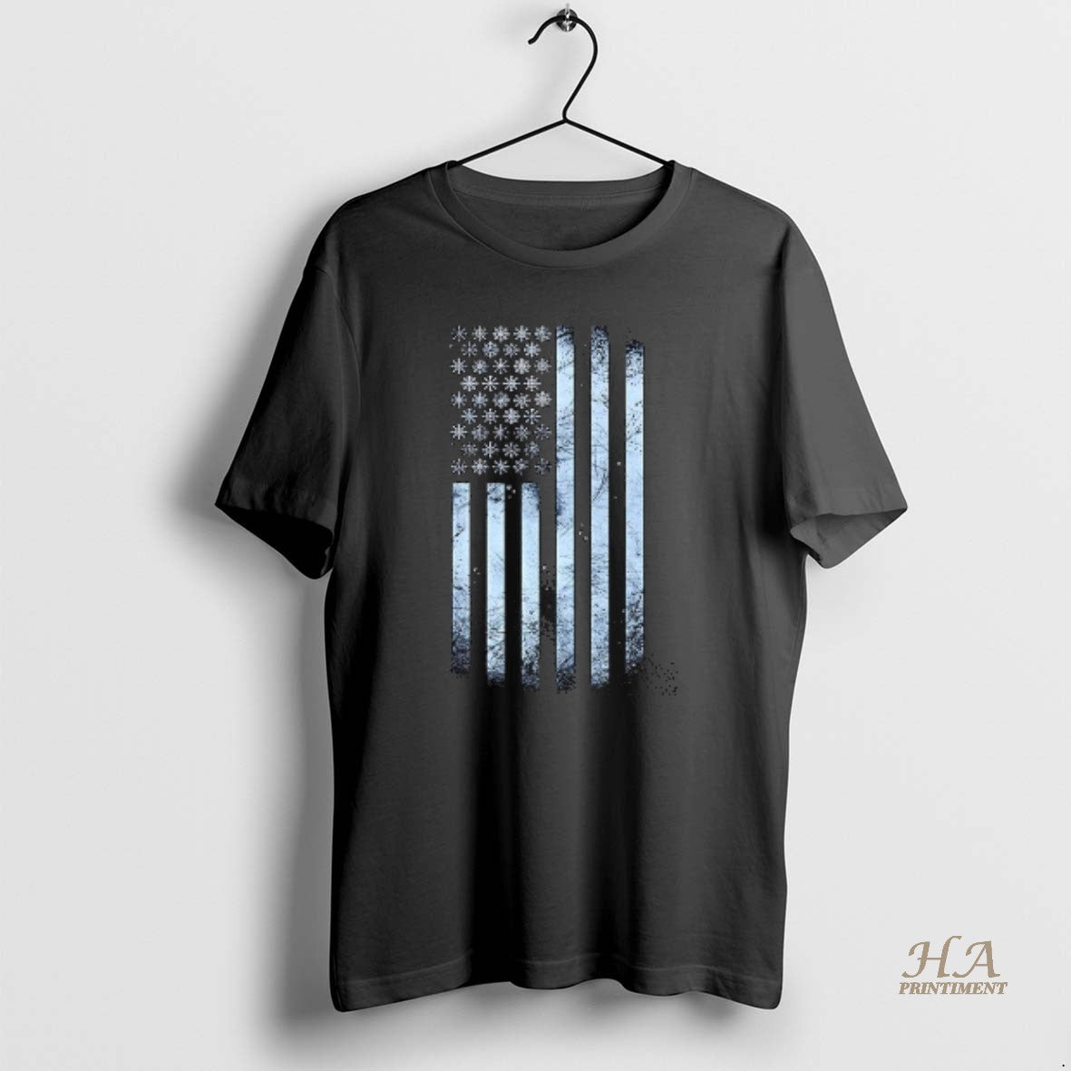 Official Winter Snowflakes American Flags - Adult & Kids T-Shirts, Sweatshirts & Hoodies apparel design preview 1