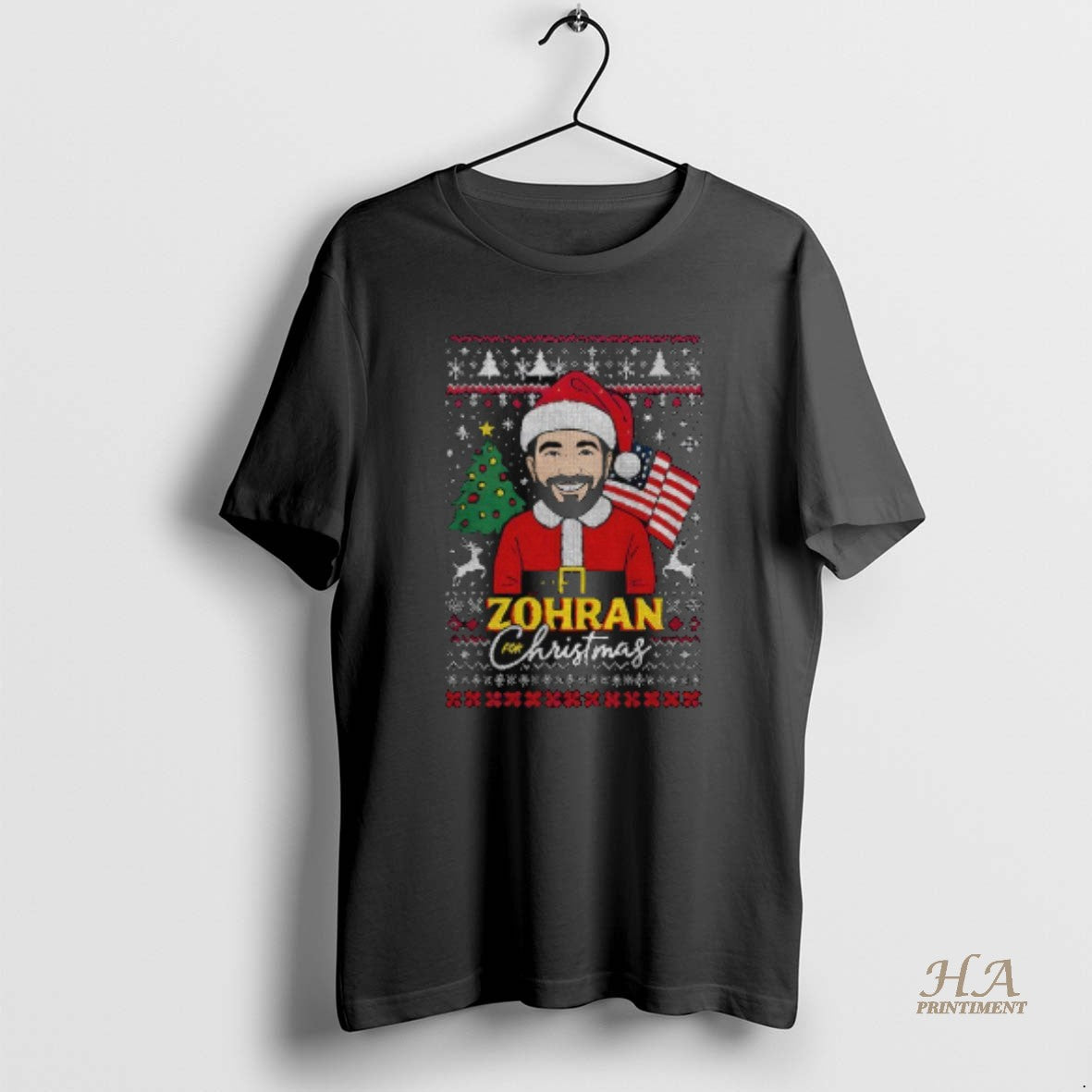 Official Zohran For Christmas Ugly Funny Mamdani - Adult & Kids T-Shirts, Sweatshirts & Hoodies apparel design preview 1