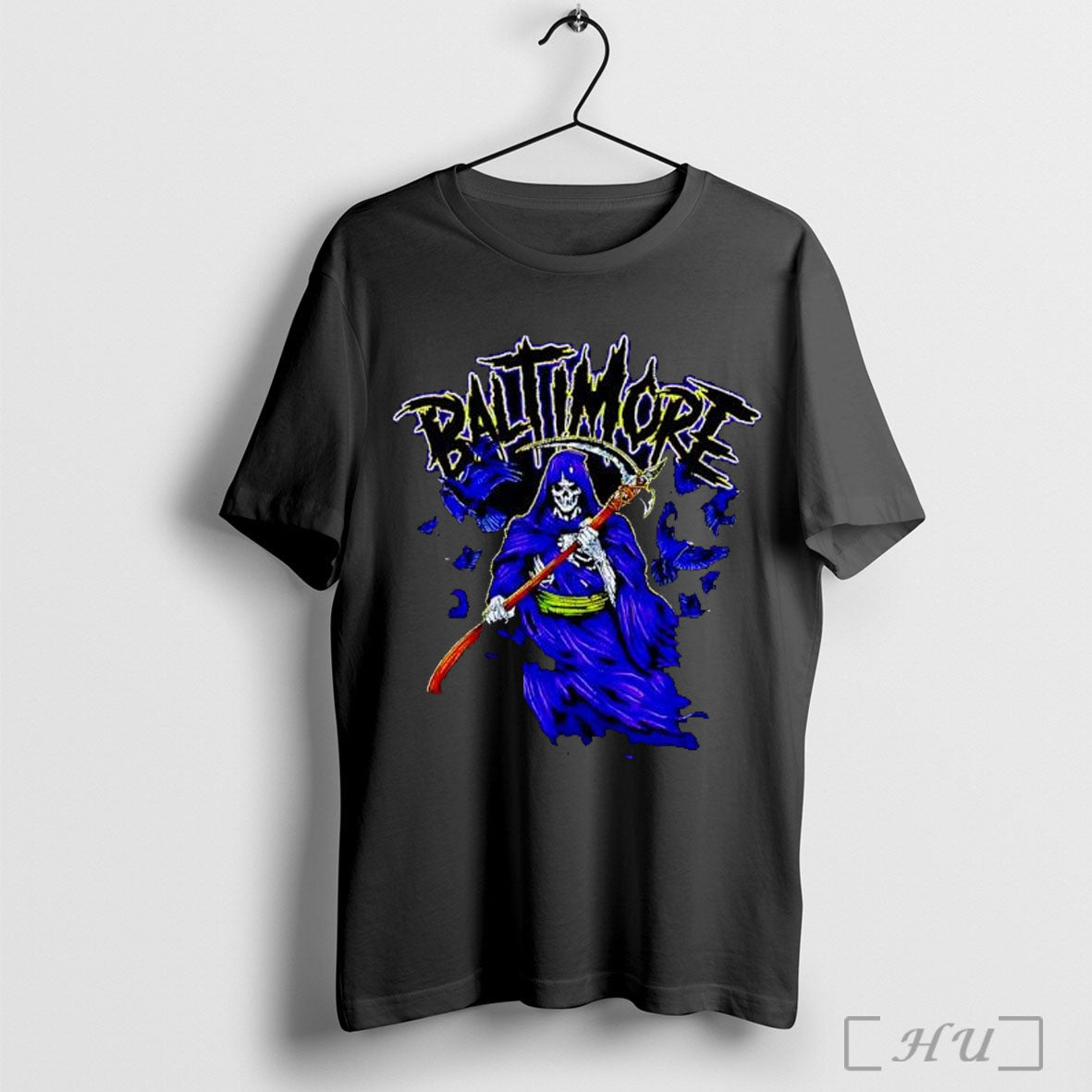Officials Baltimore Ravens Grim Reaper And - Adult & Kids T-Shirts, Sweatshirts & Hoodies apparel design preview 1