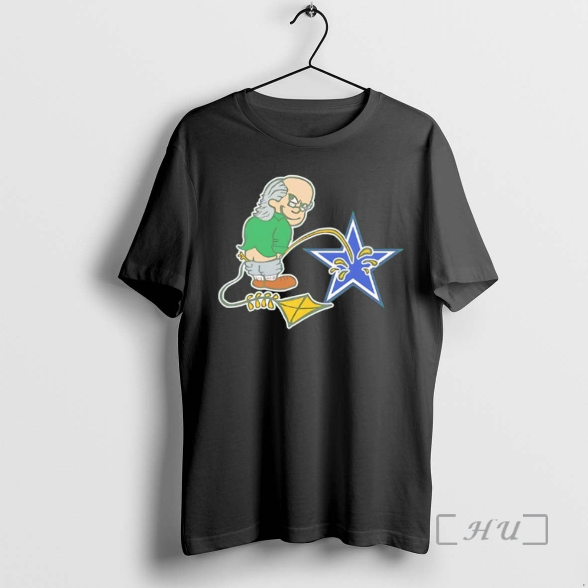 Officials Ben Franklin Whizzing On The Blue Star - Adult & Kids T-Shirts, Sweatshirts & Hoodies apparel design preview 1