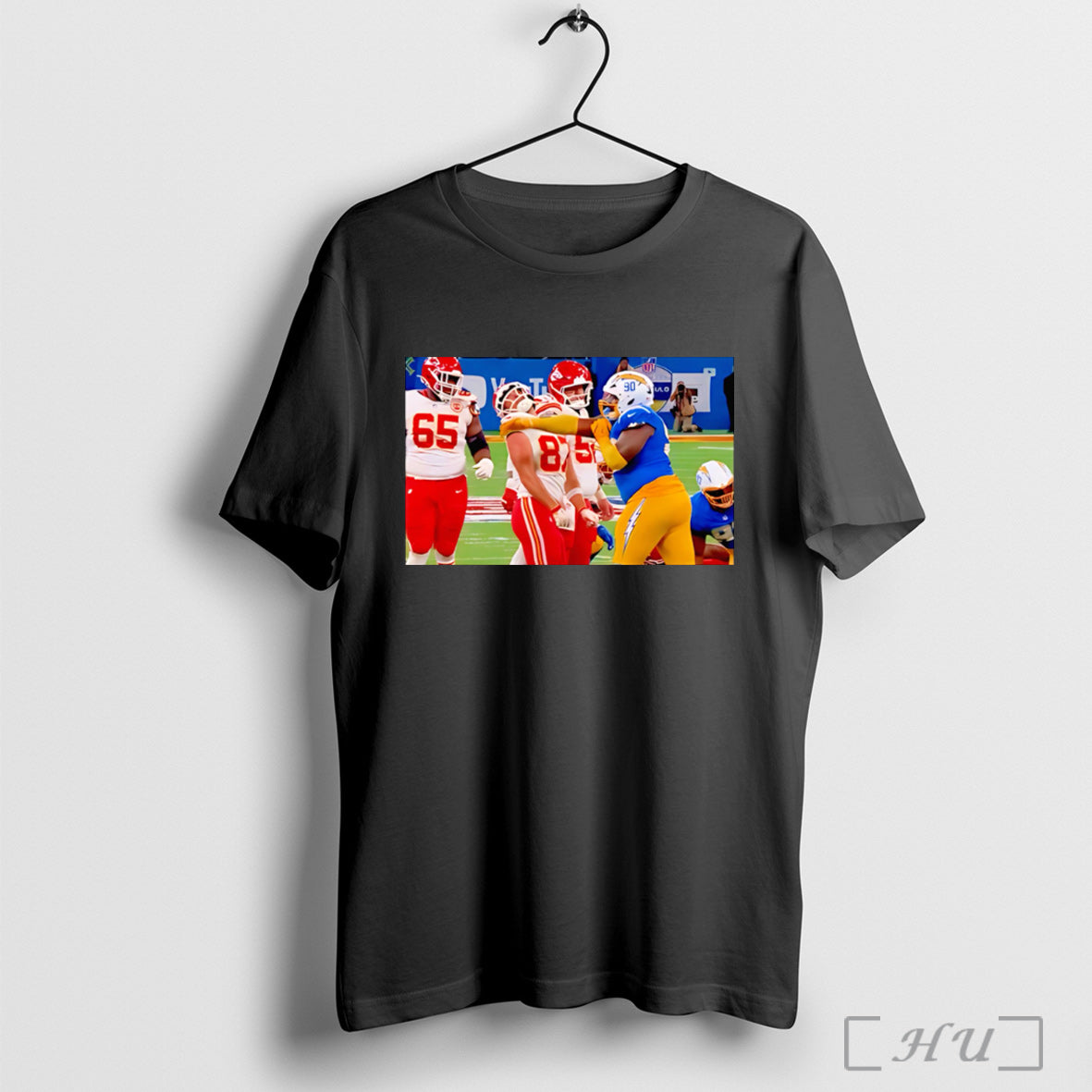 Officials Chargers Player Slapped Travis Kelce In The - Adult & Kids T-Shirts, Sweatshirts & Hoodies apparel design preview 1