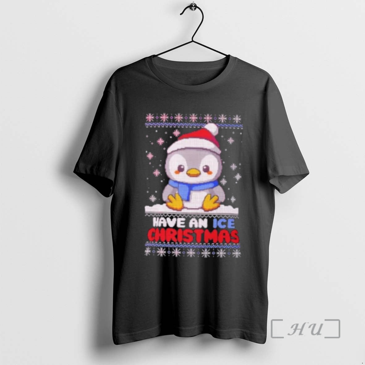 Officials Christmas Penguin Ugly Pixel Art Holiday - Adult & Kids T-Shirts, Sweatshirts & Hoodies apparel design preview 1