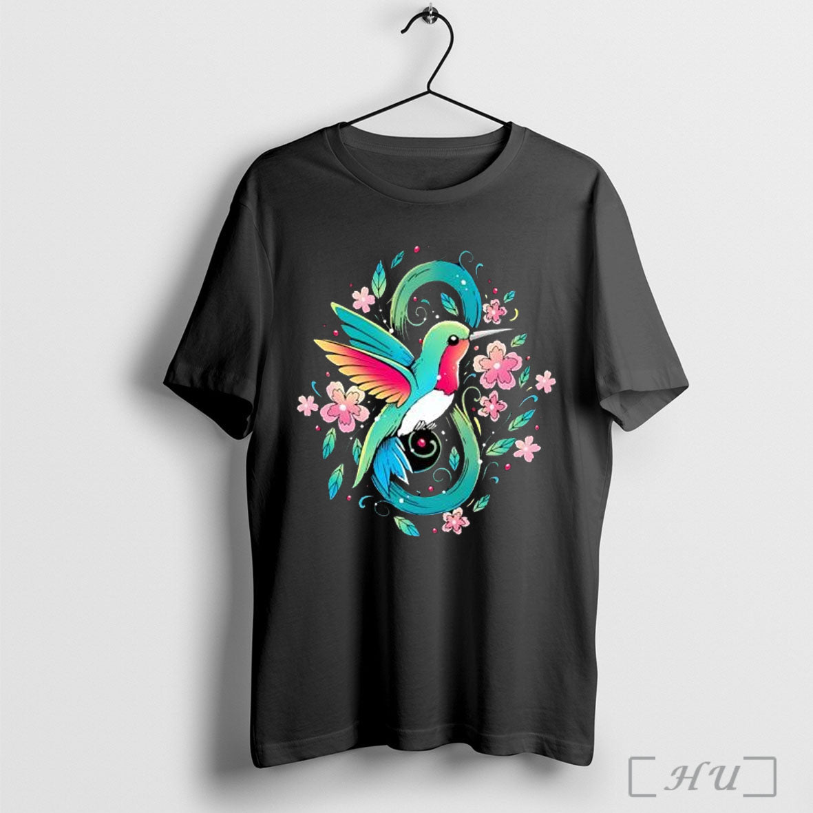 Officials Colorful Hummingbird With Pink Flowers And - Adult & Kids T-Shirts, Sweatshirts & Hoodies apparel design preview 1
