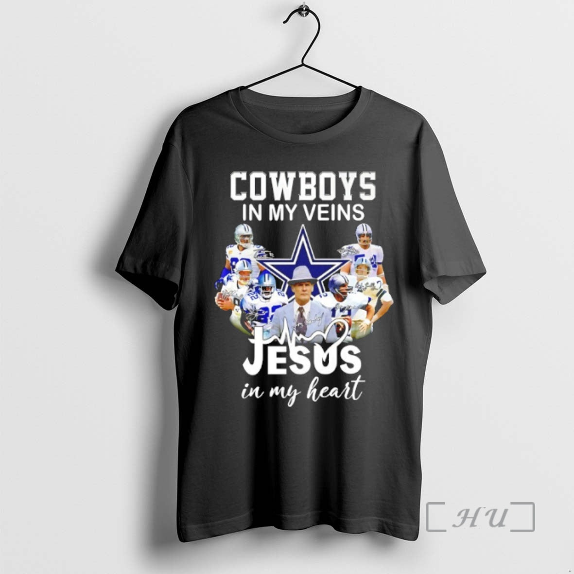 Officials Cowboys In My Veins Jesus Heart Player - Adult & Kids T-Shirts, Sweatshirts & Hoodies apparel design preview 1