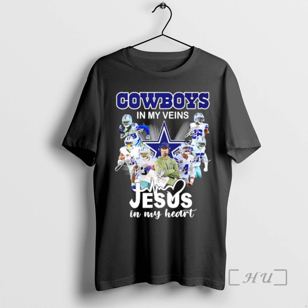 Officials Dallas Cowboys In My Veins Jesus Heart - Adult & Kids T-Shirts, Sweatshirts & Hoodies apparel design preview 1