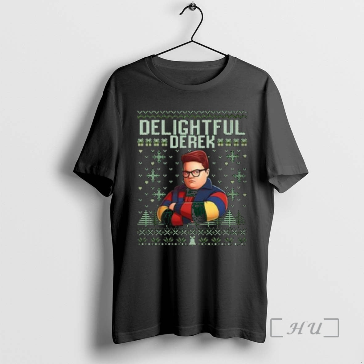 Officials Delightful Derek Christmas Circle Black - Adult & Kids T-Shirts, Sweatshirts & Hoodies apparel design preview 1
