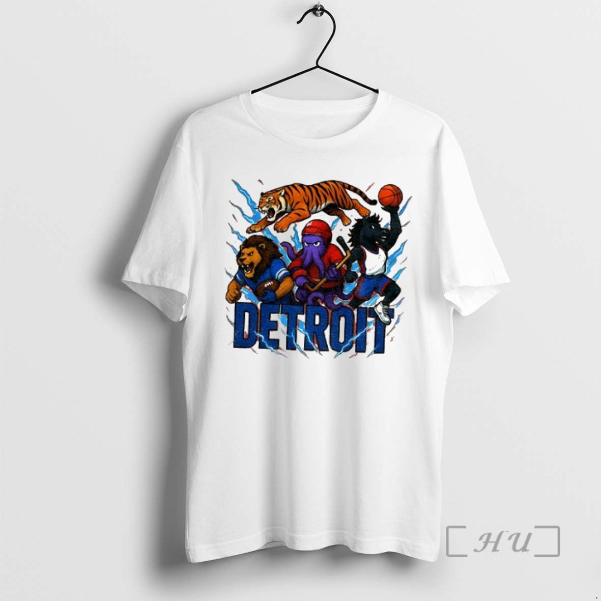 Officials Detroit Sports Team Mascots Lions Tigers - Adult & Kids T-Shirts, Sweatshirts & Hoodies apparel design preview 1