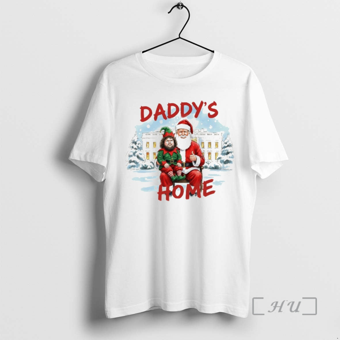 Officials Donald Trump Santa Hat Jd Vance Elf Daddys - Adult & Kids T-Shirts, Sweatshirts & Hoodies apparel design preview 1
