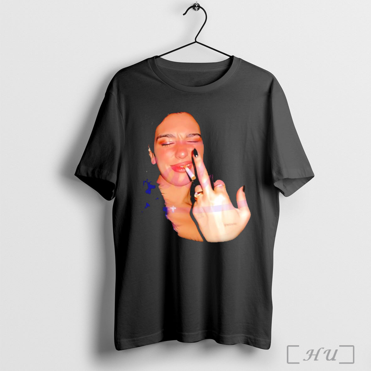 Officials Dua Lipa Smoking Middle Finger Meme Graphic - Adult & Kids T-Shirts, Sweatshirts & Hoodies apparel design preview 1