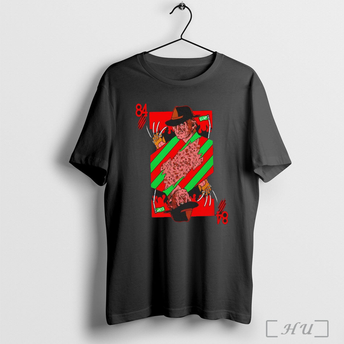 Officials Freddy Krueger 84 Halloween Character Card - Adult & Kids T-Shirts, Sweatshirts & Hoodies apparel design preview 1